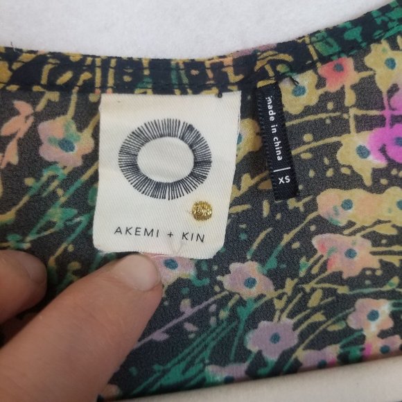 Anthropologie Akemi+Kin Womens XS Green Floral Val - Picture 7 of 9